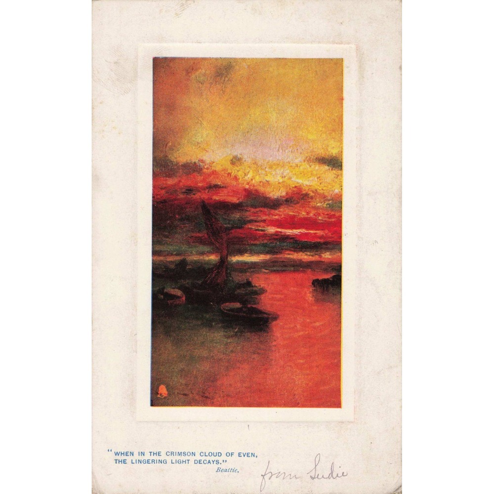 Vintage 1910 Raphael Tuck Oilette Postcard Sunset Glow Beattie No 9719 Illinois